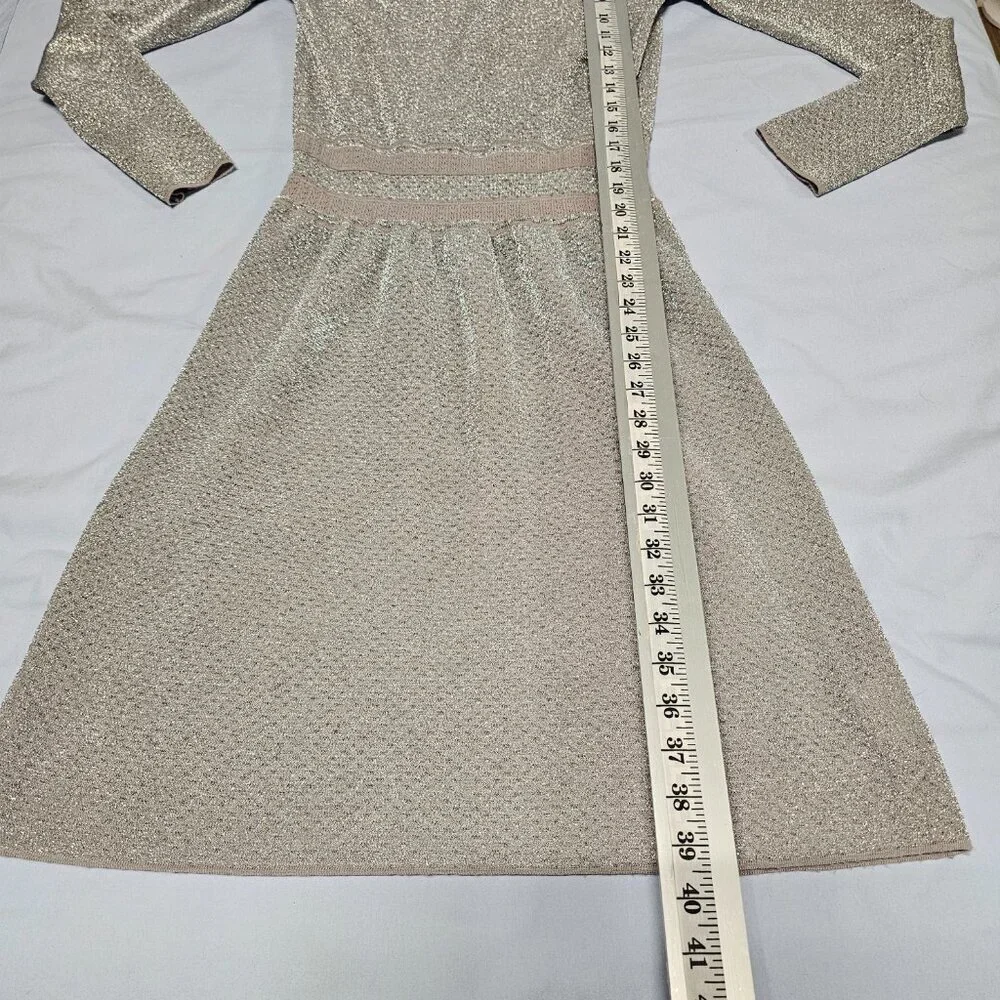 Tory Burch Isabelle Flare Neckline Cocktail Dress Women Size XS Silver Metallic